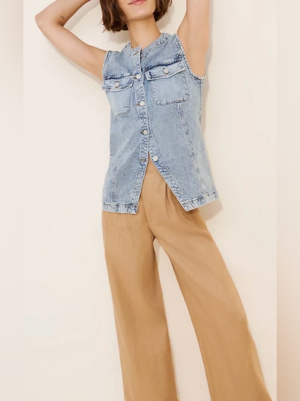 NWOT habitual long line denim vest